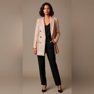Saints & Hearts Rose Gold Sequin Double Breasted Blazer Mini Dress, Small